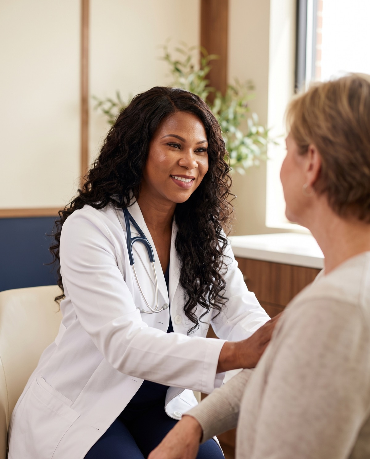 Dr. Keisha Bryant, MD listening warmly to a patient during a consultation